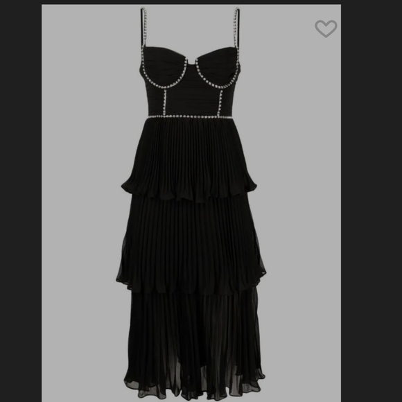 Self-Portrait Dresses & Skirts - Self Portrait Tiered Corset Rhinestone Chiffon Midi Dress